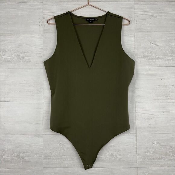 Good American Scuba Deep V Tank Bodysuit Plus Size 3XL Fatigue Green Sculpting - Picture 15 of 16